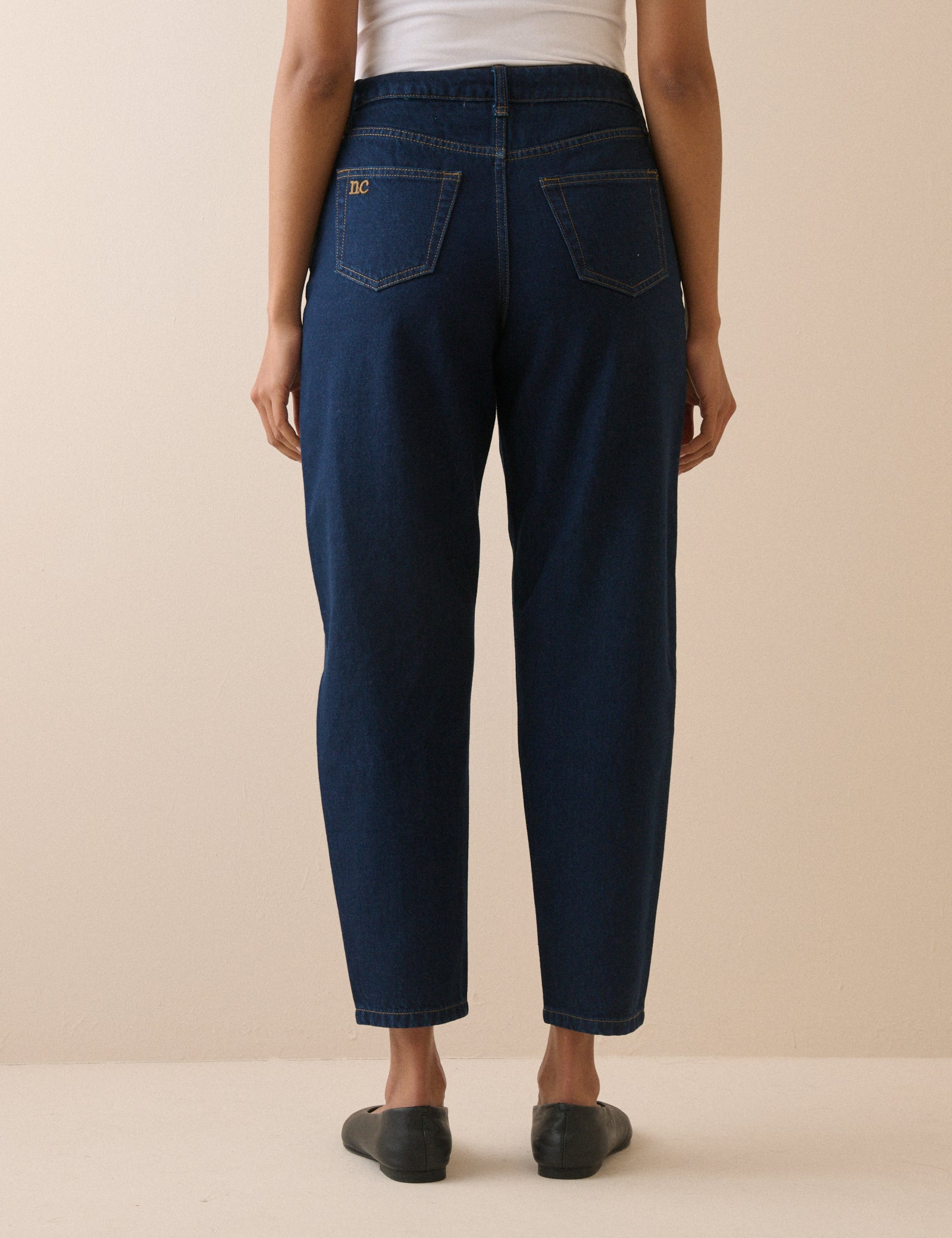 Dark Blue Denim Putney Barrel Leg Jeans