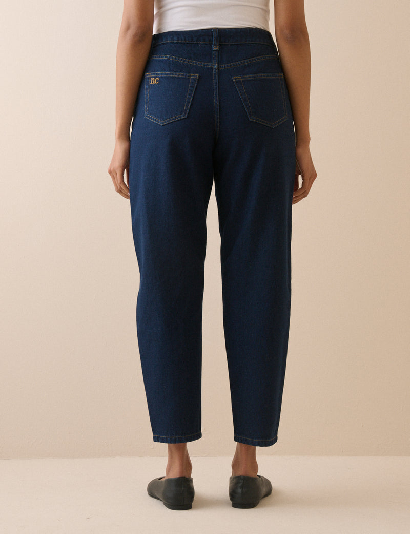 Dark Blue Denim Putney Barrel Leg Jeans
