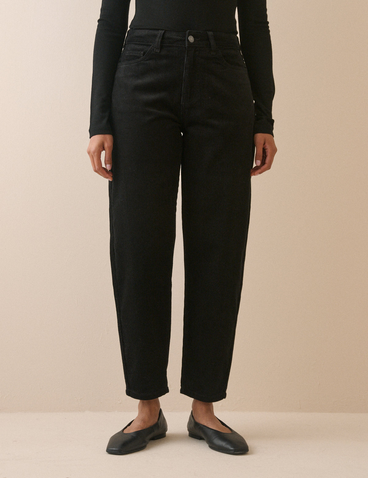 Black Cord Putney Barrel Leg Jeans