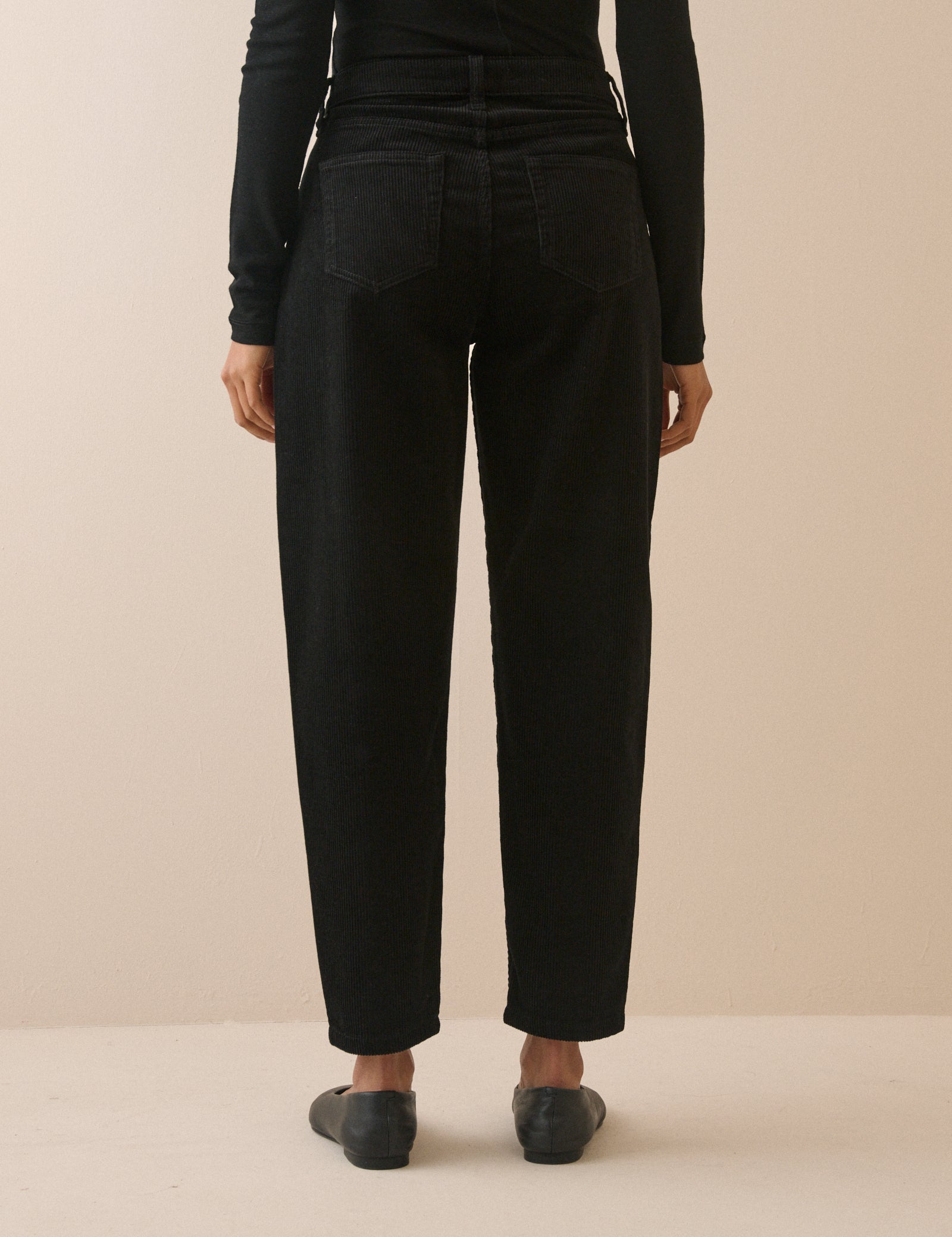 Black Cord Putney Barrel Leg Jeans