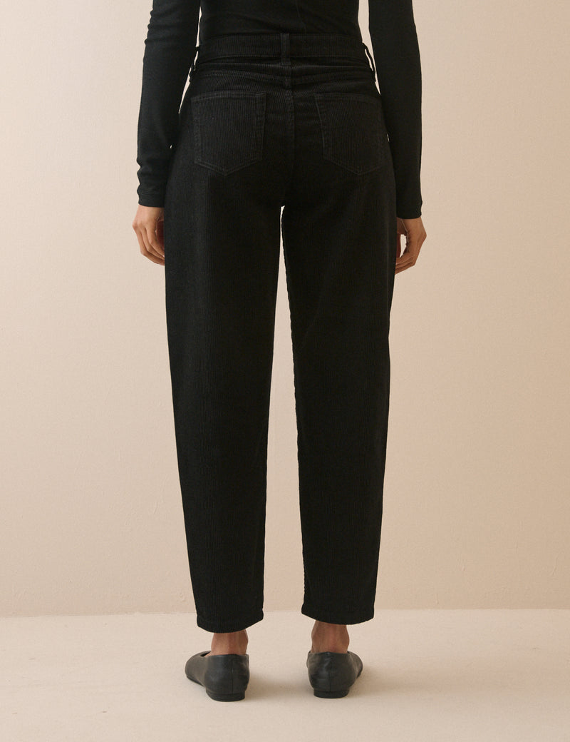 Black Cord Putney Barrel Leg Jeans