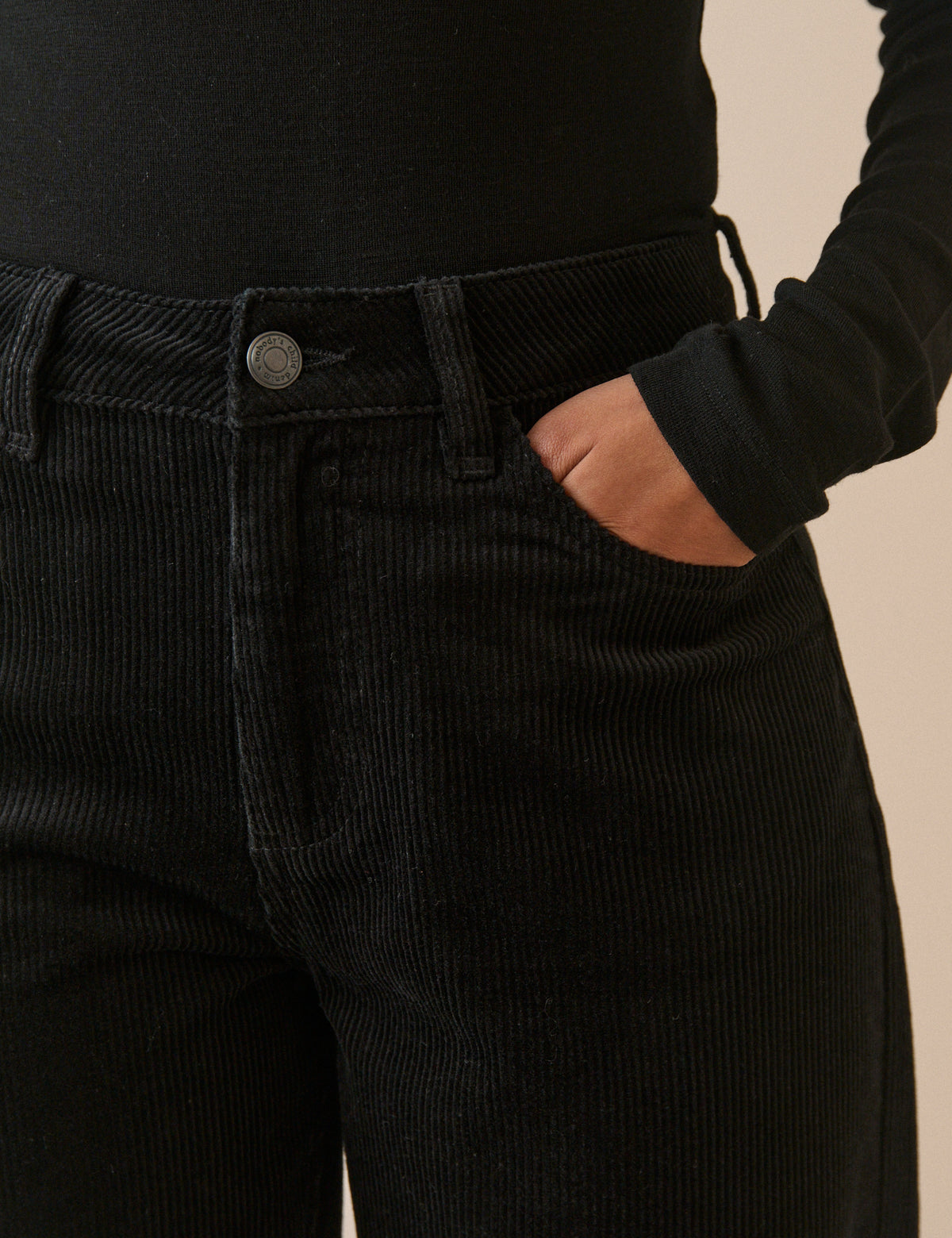 Black Cord Putney Barrel Leg Jeans