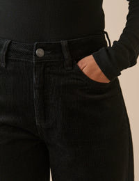Black Cord Putney Barrel Leg Jeans