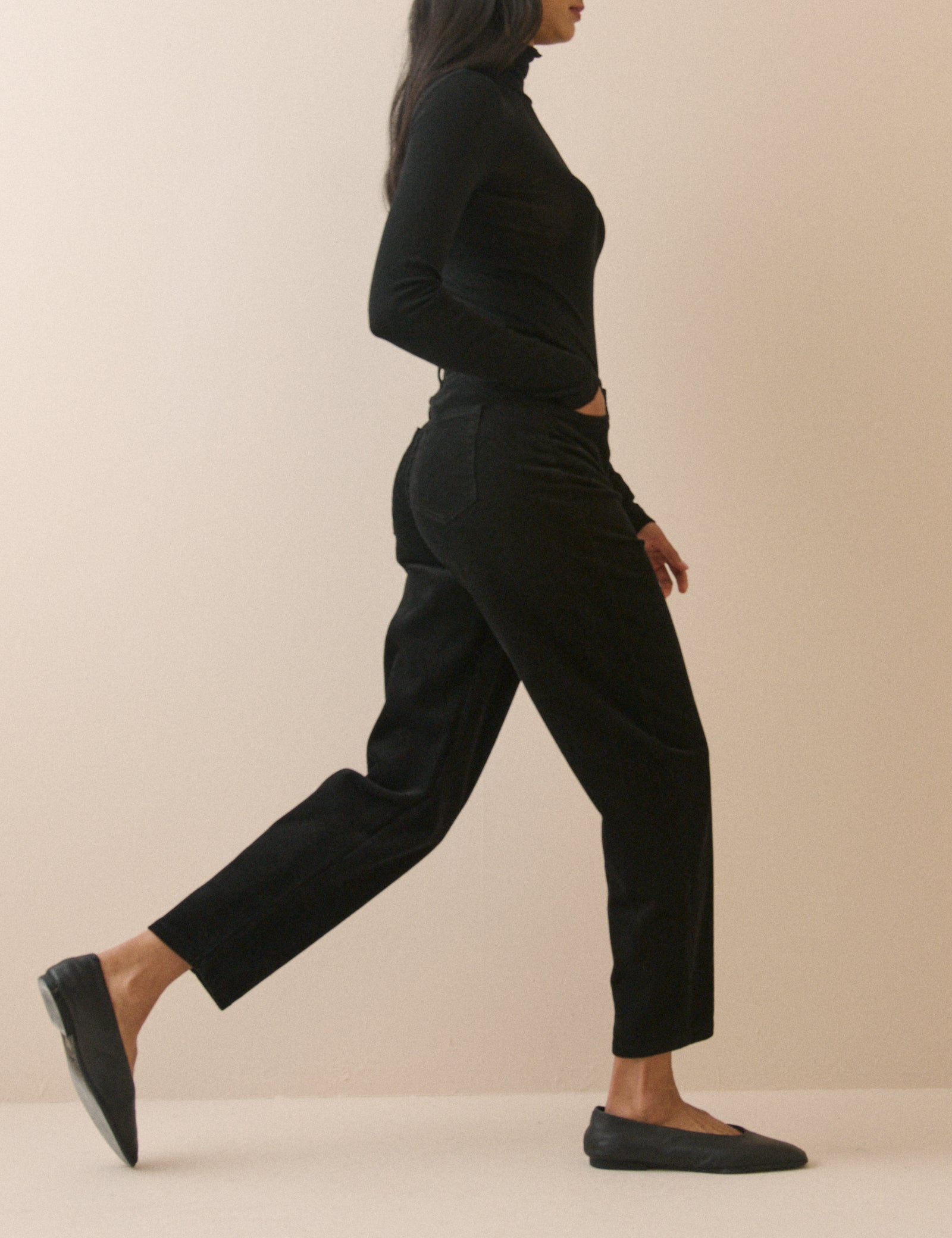 Black Cord Putney Barrel Leg Jeans
