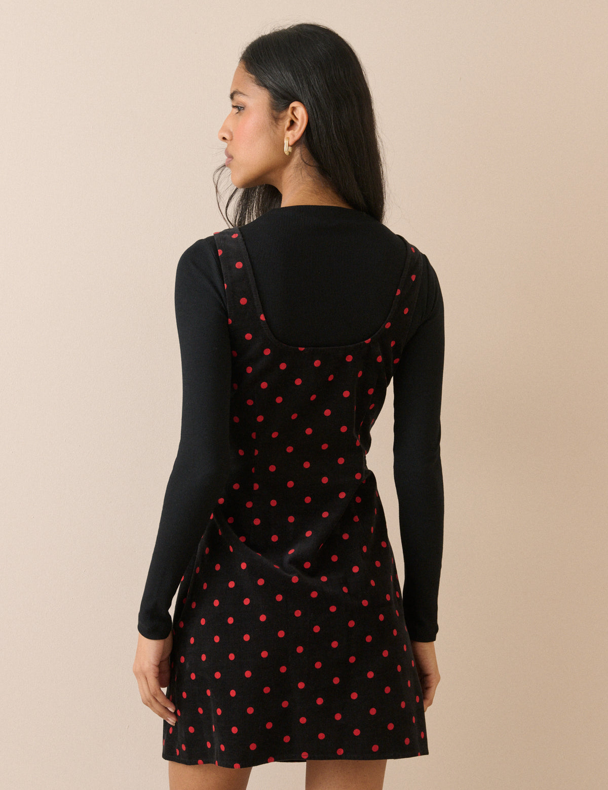 Black and Red Polka Dot Cord Connie Shift Dress