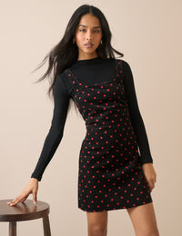 Black and Red Polka Dot Cord Connie Shift Dress