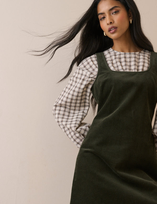 Khaki Cord Connie Shift Dress