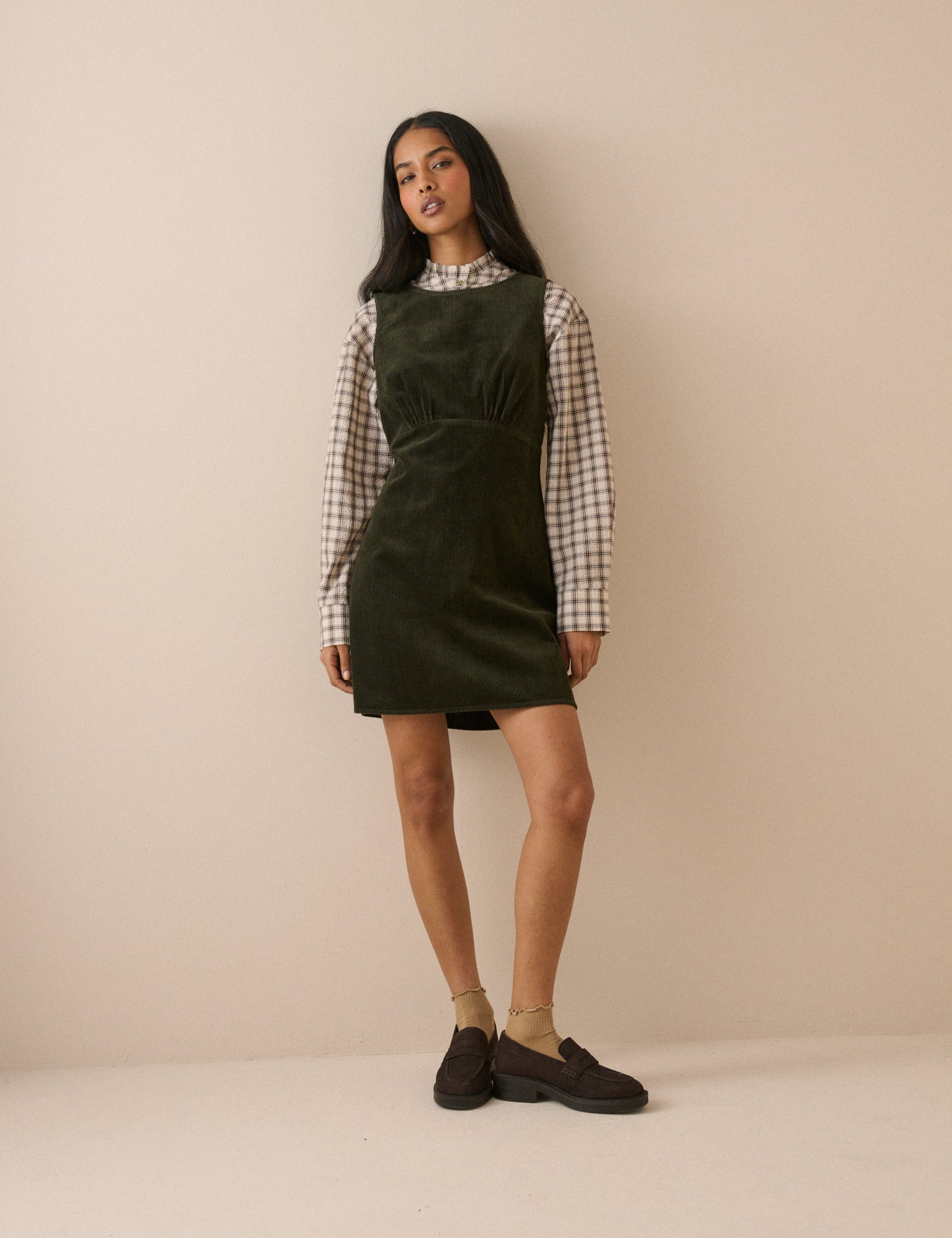 Green Cord Vicky Mini Dress