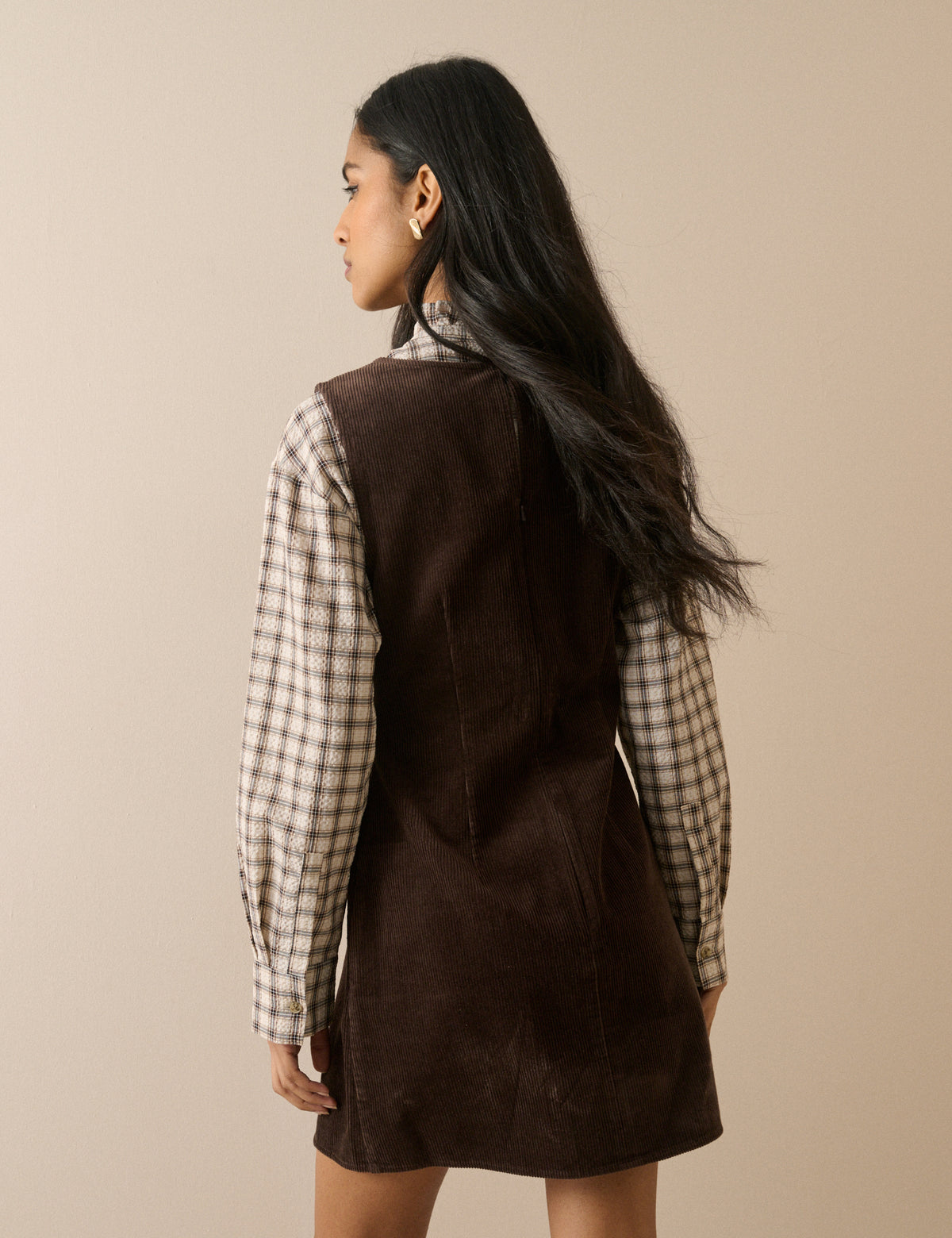 Dark Brown Cord Vicky Mini Dress