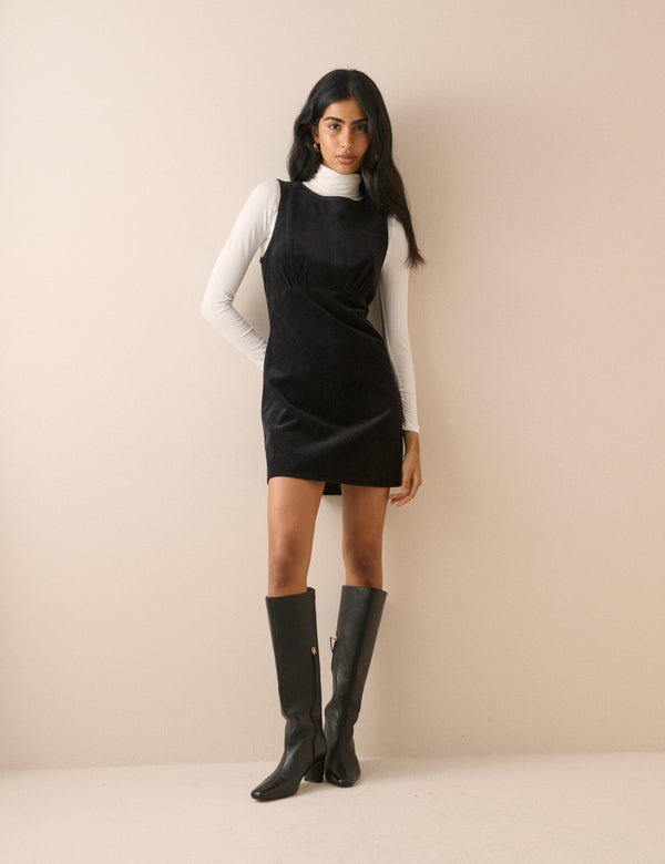 Black Cord Vicky Cord Mini Dress