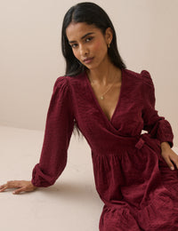 Burgundy Wrap Cord Julia Midi Dress