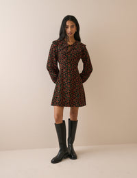 Black and Red Ditsy Cherry Hannah Cord Mini Dress