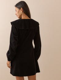 Black Oversized Collar Cord Hannah Mini Dress