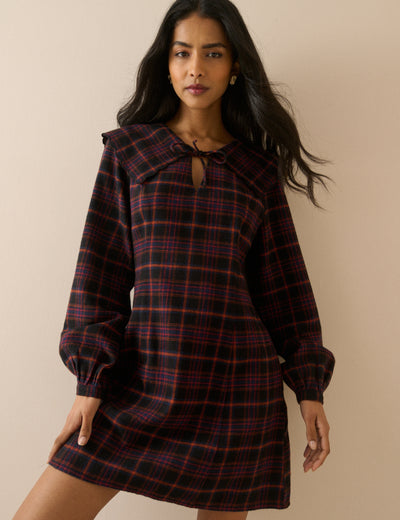 Black and Red Tartan Hannah Cord Mini Dress