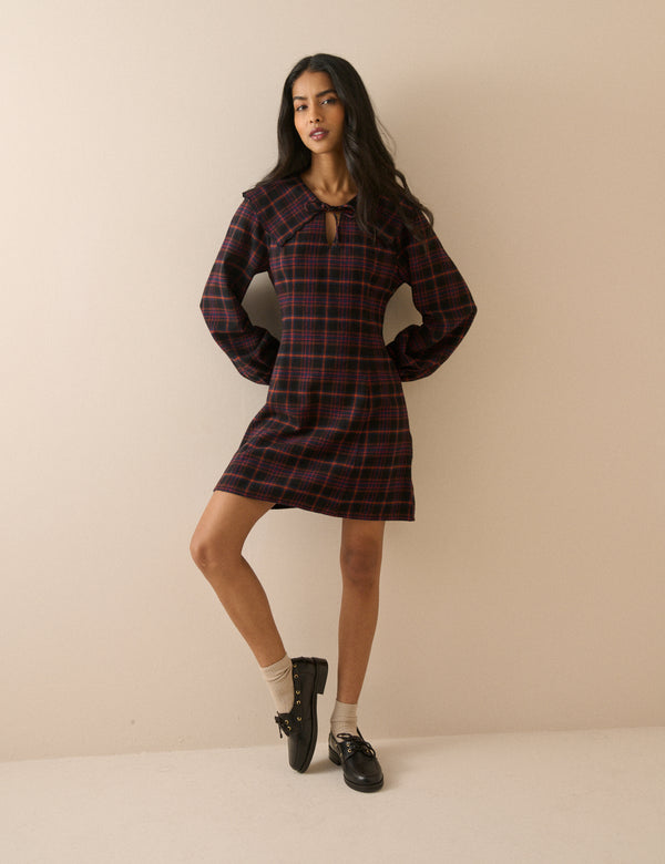 Black and Red Tartan Hannah Cord Mini Dress