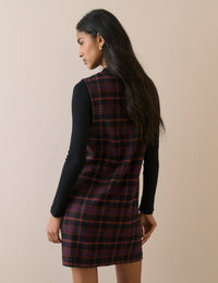 Black Tartan Cord Nila Shift Mini Dress
