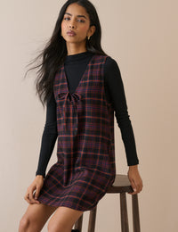 Black Tartan Cord Nila Shift Mini Dress