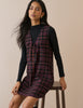 Black Tartan Cord Nila Shift Mini Dress
