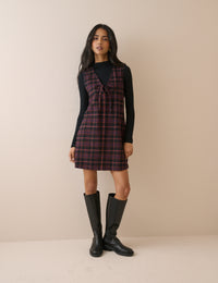 Black Tartan Cord Nila Shift Mini Dress