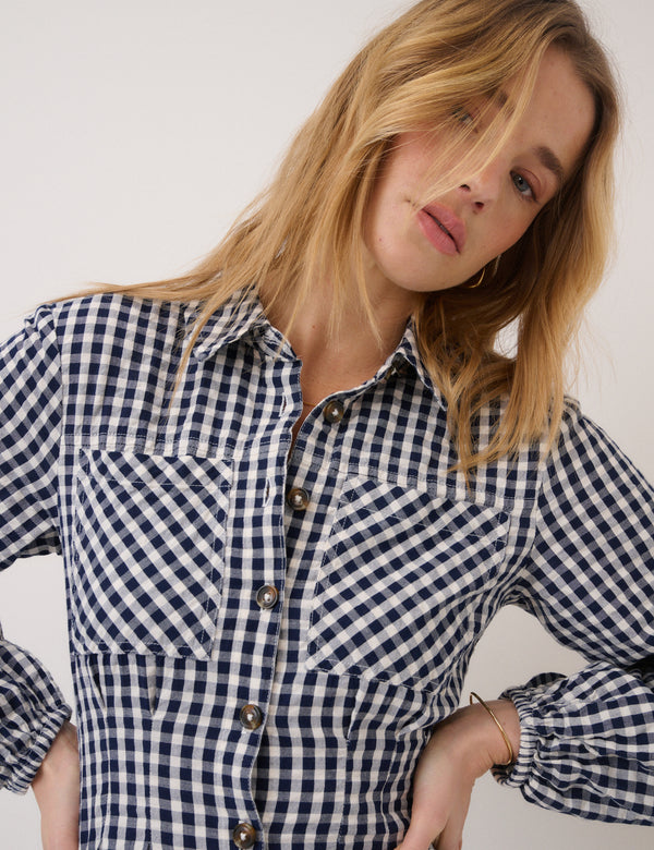 Navy Gingham Montego Midi Dress