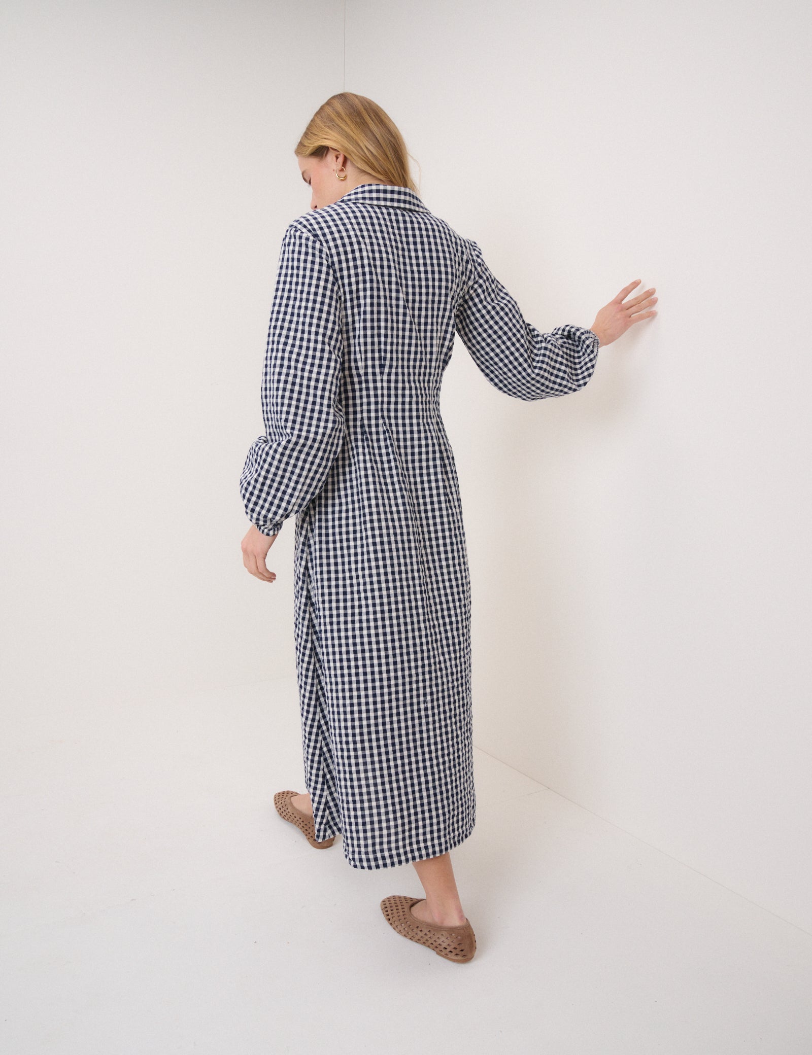 Navy Gingham Montego Midi Dress Navy Gingham Montego Midi Dress