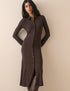 Chocolate Brown Jersey Button Front Midi Dress