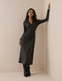 Charcoal Grey Ribbed Jersey Everett Midi Dress