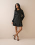 Black Lace Trim Satin Kamari Mini Dress