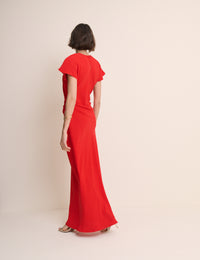 Red Asymmetric Naz Maxi Dress
