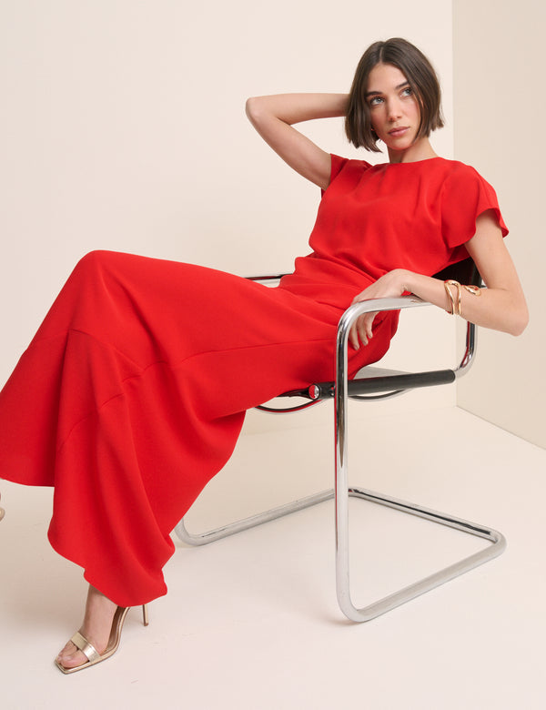 Red Asymmetric Naz Maxi Dress