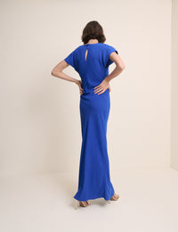 Electric Blue Asymmetric Naz Maxi Dress