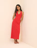 Red Floral Halterneck Ivie Midi Dress