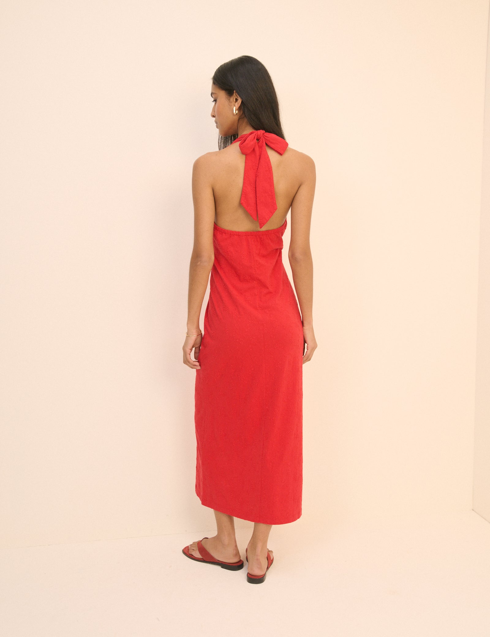 Red Floral Halterneck Ivie Midi Dress