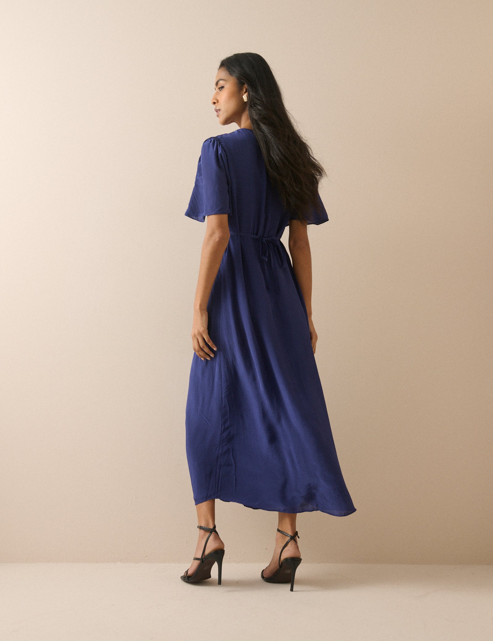 Navy Lace Trim Wynne Midi Dress