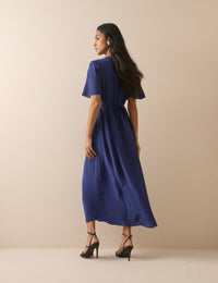 Navy Lace Trim Wynne Midi Dress