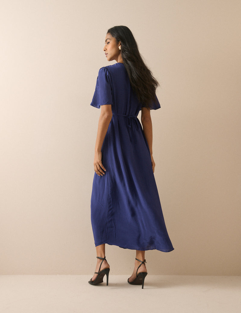 Navy Lace Trim Wynne Midi Dress