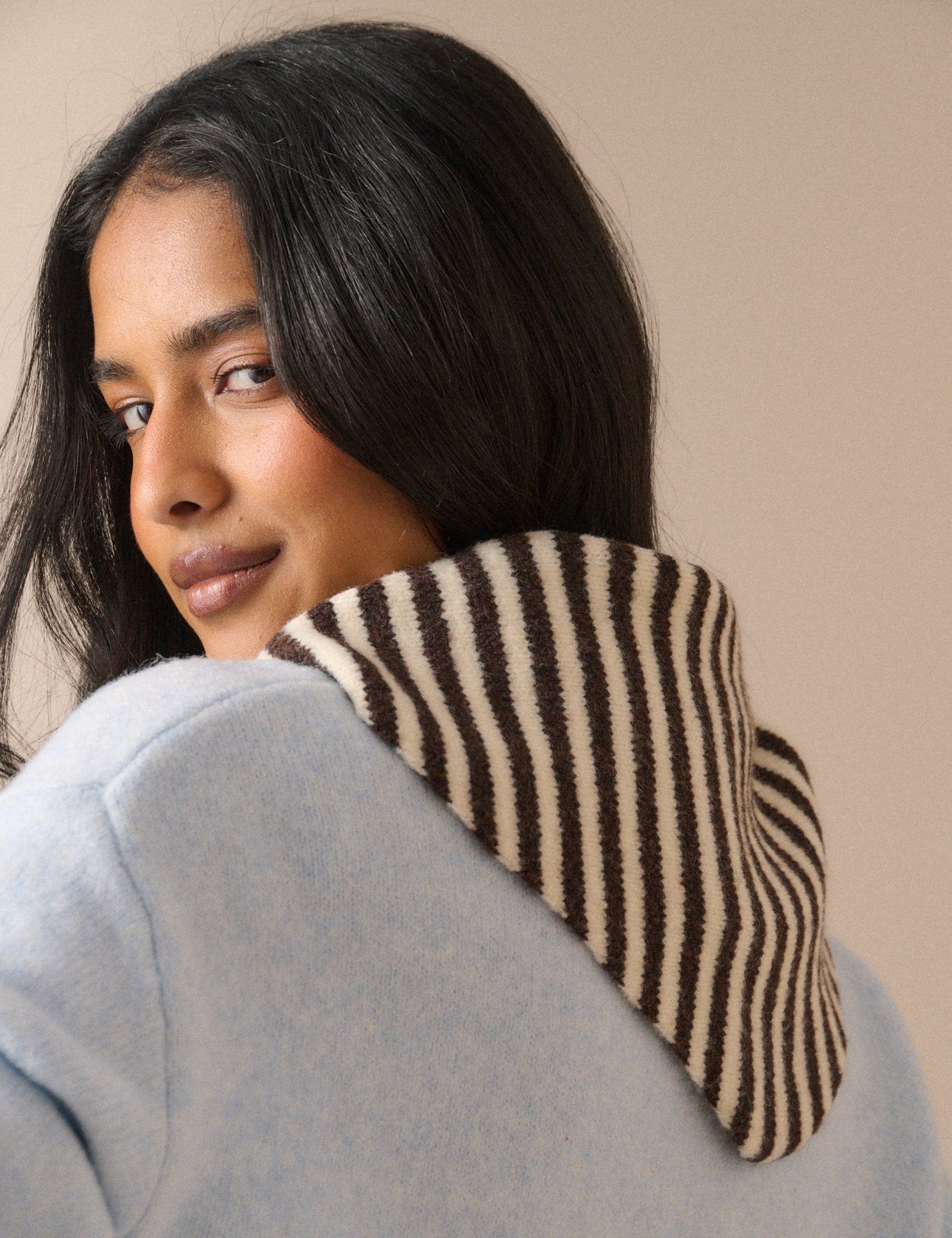 Brown and White Stripe Triangle Scarf