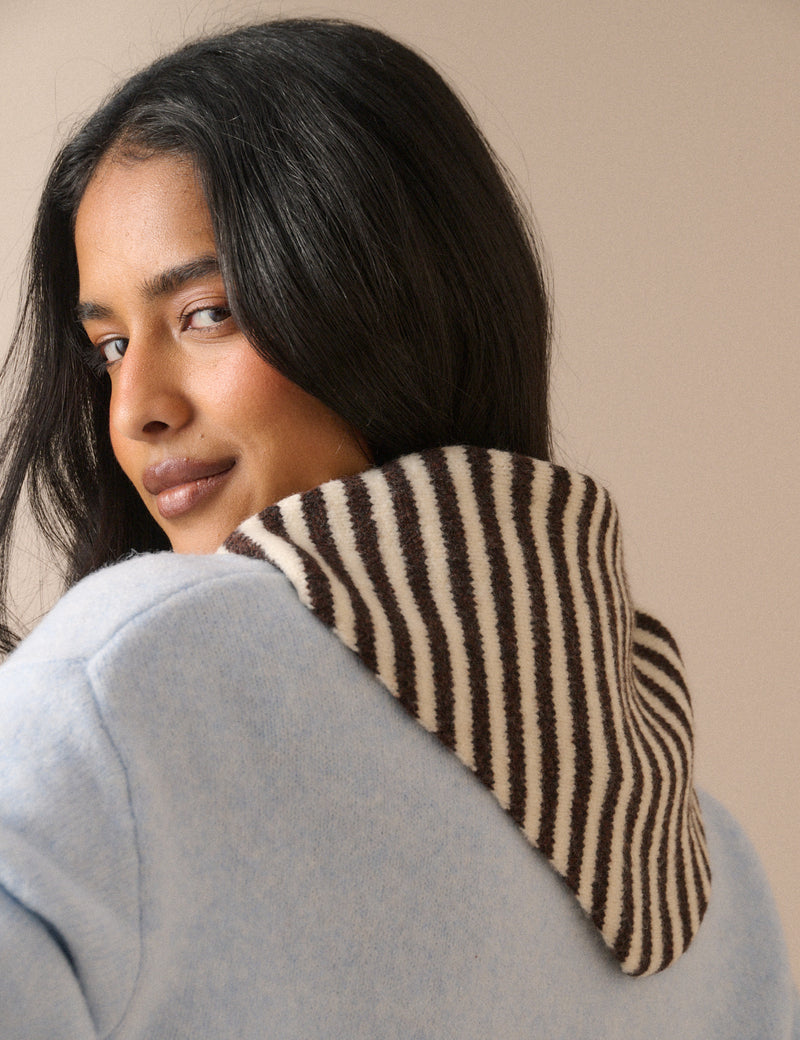 Brown and White Stripe Triangle Scarf