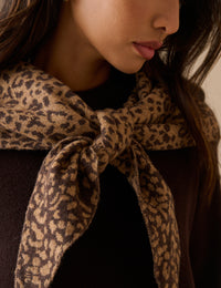 Brown Animal Print Wool-Blend Triangle Scarf