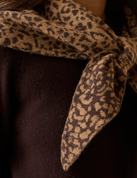 Brown Animal Print Wool-Blend Triangle Scarf