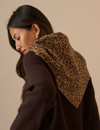 Brown Animal Print Wool-Blend Triangle Scarf