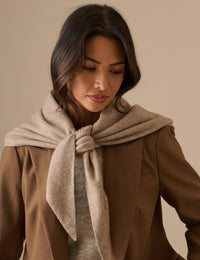 Beige Marle Wool-Blend Large Triangle Scarf