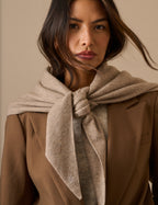 Beige Marle Wool-Blend Large Triangle Scarf