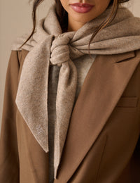 Beige Marle Wool-Blend Large Triangle Scarf