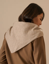 Beige Marle Wool-Blend Large Triangle Scarf