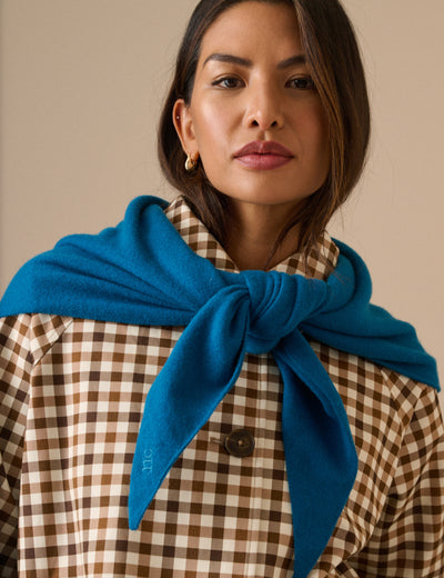 Blue Wool-Blend Large Triangle Scarf