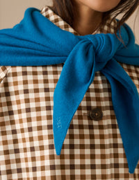Blue Wool-Blend Large Triangle Scarf