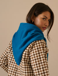 Blue Wool-Blend Large Triangle Scarf
