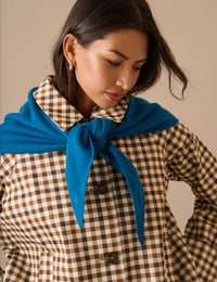 Blue Wool-Blend Large Triangle Scarf