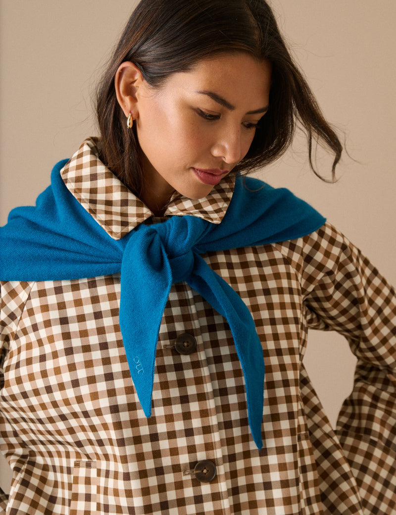 Blue Wool-Blend Large Triangle Scarf